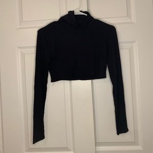 Black Turtleneck Cropped Longsleeve Top